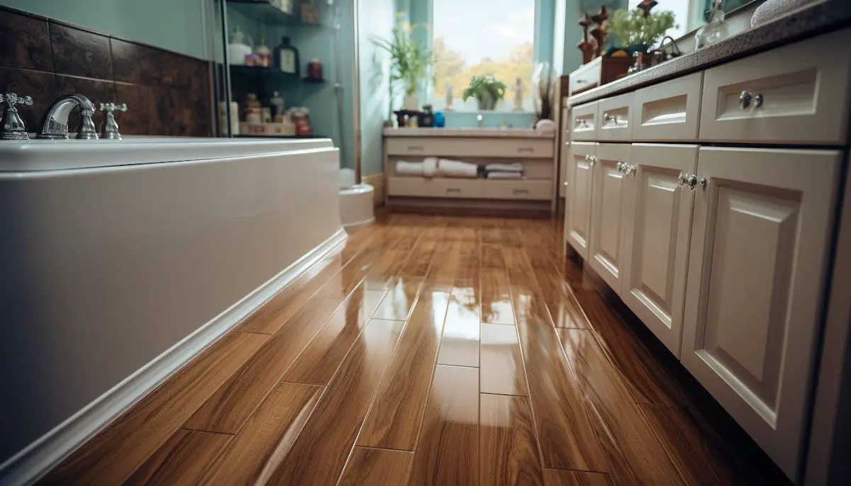 parquet flottant dans une salle de bain