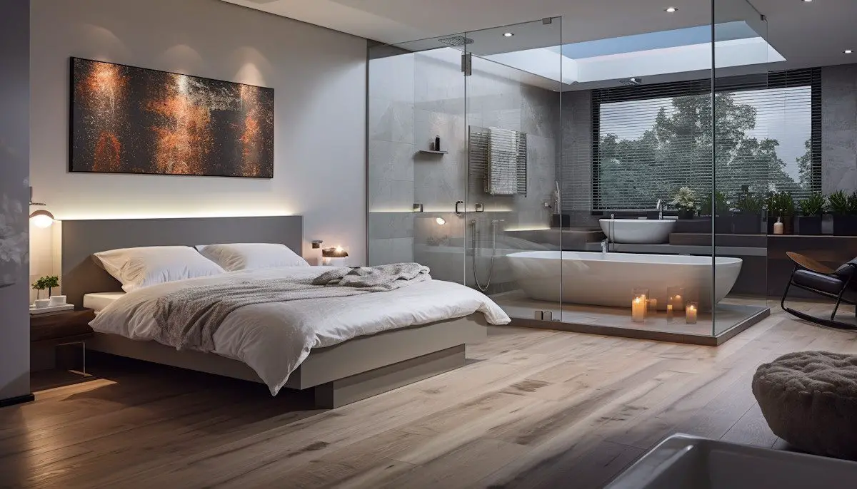 salle de bain ouverte sur chambre